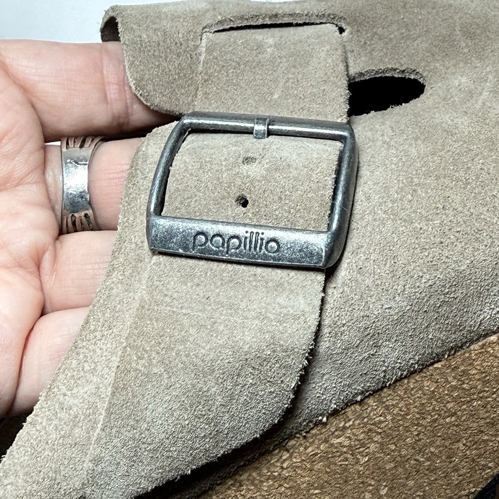 Papillio by Birkenstock Fanny Wedge Clog In Warm Sand Suede Size 41 US 10 - Picture 10 of 16